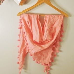 Pink pompom scarf